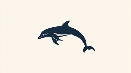 Fototapeta premium Silhouetted Dolphin Leaping, Ocean Graphic, Elegant Design, Stock Image