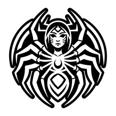 A filled style icon of spider woman symbol