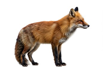 Fototapeta premium Majestic Red Fox Profile Isolated Wildlife Animal Photography Nature Fur White Image Alert Bushy