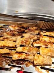 Grilled Pork Belly on Barbecue Pan