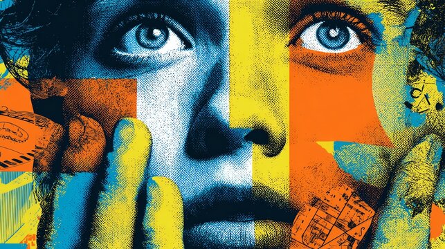 forecast intelligence evolution future subconcious surreal dream opinion A thought-provoking portrait blending colors and emotions, reflecting the complexity of human experience and cultural identity.