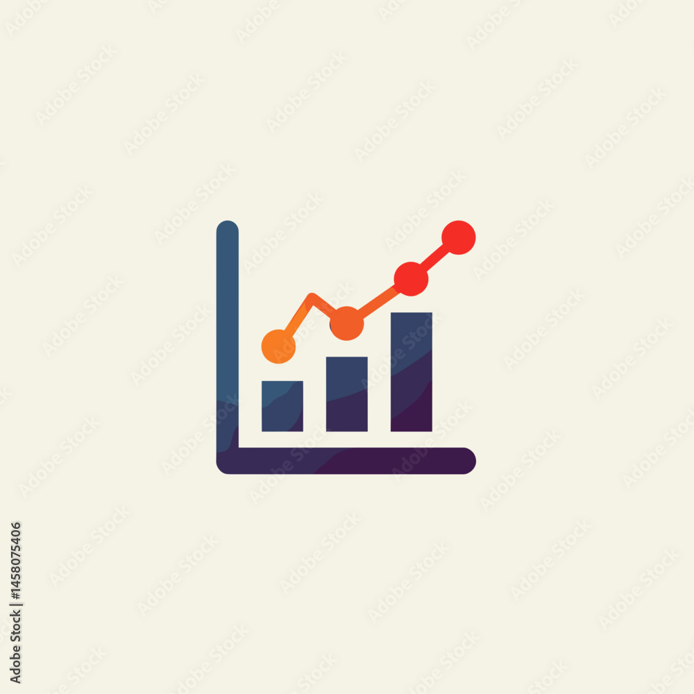 Poster graph icon displaying growth trend with colorful bars
