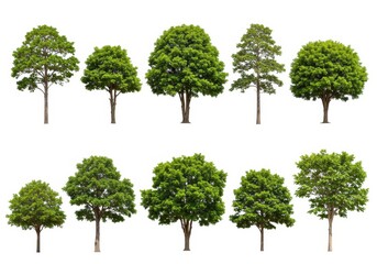 Green Lush Trees Isolated White Background Nature Collection Set Leaf Plant Image Leaves Branch