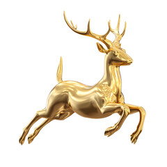 Golden deer in a dynamic leaping pose