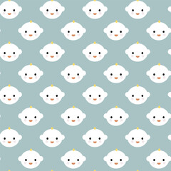 Cute baby face seamless pattern background design vector