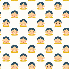 Cute baby face seamless pattern background design vector