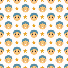 Cute baby face seamless pattern background vector illustration