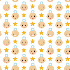 Cute baby face seamless pattern background