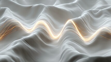 Obraz premium forecast intelligence evolution future subconcious surreal dream opinion Abstract representation of flowing waves with soft curves and glowing lines in a minimalistic design, creating a serene vibe.