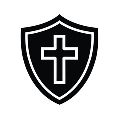 shield with cross icon vector illustration