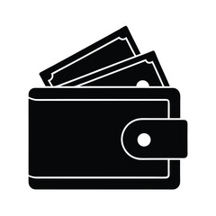 wallet with cash icon vector illustration