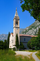 Church of Saint Eustace in Dobrota on the coast of the Adriatic Sea in the Bay of Kotor, Montenegro