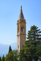 Fototapeta premium Church of Saint Eustace in Dobrota on the coast of the Adriatic Sea in the Bay of Kotor, Montenegro