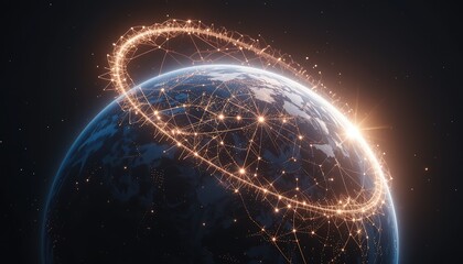 Obraz premium Digital Earth with Global Network Connectivity