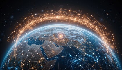 Obraz premium Digital Earth with Global Network Connectivity