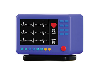 Medical heart rate monitor icon 3d render concept of ECG Monitor Medical equipment icon vector illustration