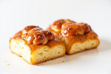 Freshly baked pastries on white