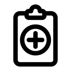 Simple medical clipboard icon representing healthcare management and medical record keeping.