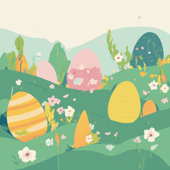 Whimsical Easter Egg Illustrations &ndash; Springtime Meadows & Festive Eggs