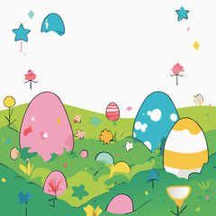 Whimsical Easter Egg Illustrations &ndash; Springtime Meadows & Festive Eggs