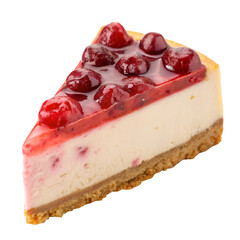 Tempting Cherry Cheesecake isolated on white background