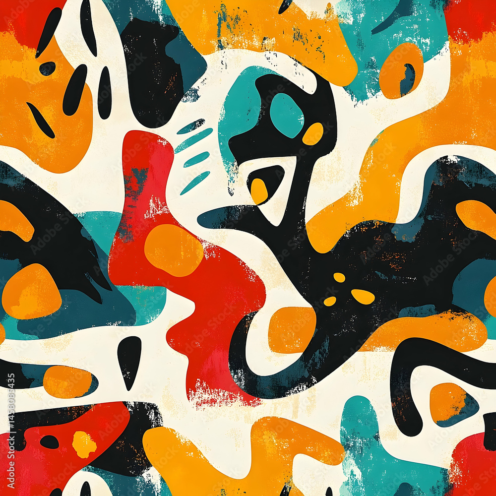 Poster colorful abstract pattern with textured elements.