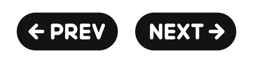 Previous and Next navigation buttons. Prev, next icons. Vector illustration.