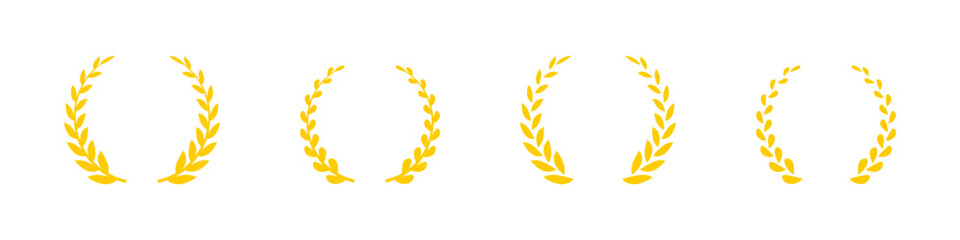 Laurel wreath icons set. Wheat and oak wreaths symbol collection. Vector illustration.