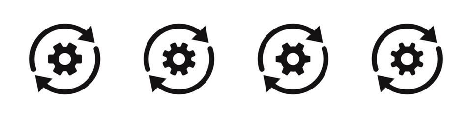 Implementation icons set. Sync process symbol collection. Vector illustration.