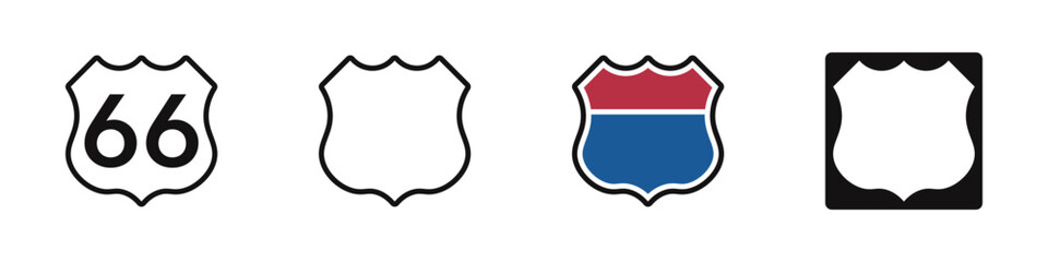 US Route signs set. Interstate route sign collection. Vector illustration. © drawing lines