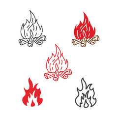 Wood campfire vector art. Simple woodfire icon lineart