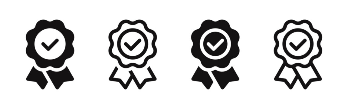 Quality certify badge icon. Quality award ribbon symbol. Vector illustration.