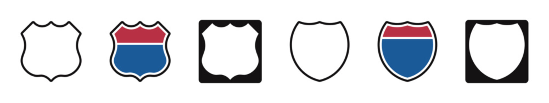 US Route signs set. Interstate route sign collection. Vector illustration.