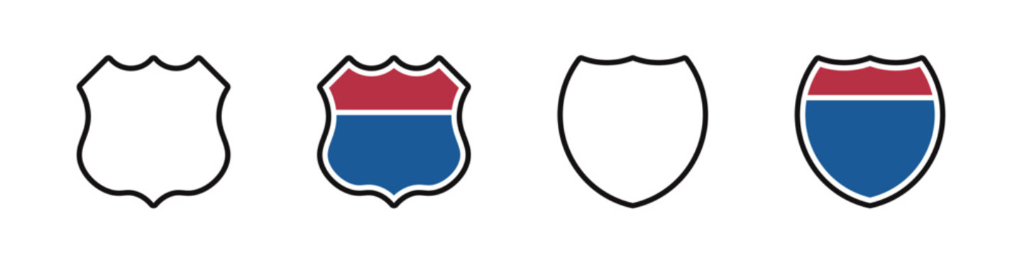 US Route signs set. Interstate route sign collection. Vector illustration.