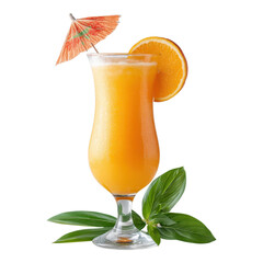Refreshing summer vacation vibes with tropical orange juice cocktail garnished with slice and umbrella for cruise relaxation