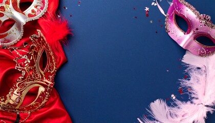 A luxurious and mysterious night masquerade concept unfolds with rich visual drama and elegance, framing an empty central space ideal for text or invitation details.