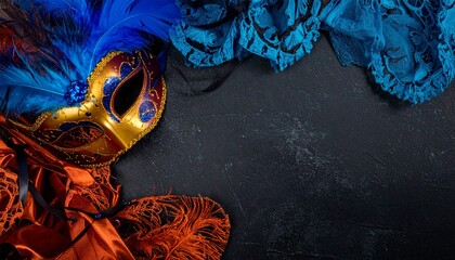 A luxurious and mysterious night masquerade concept unfolds with rich visual drama and elegance, framing an empty central space ideal for text or invitation details.