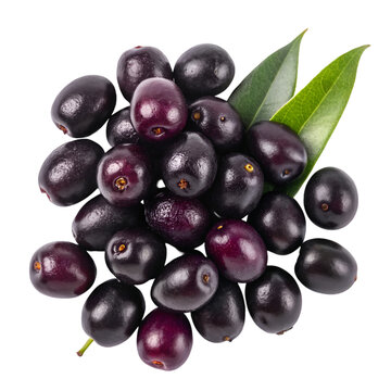 Pile of jamun top view isolated on white background