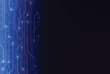 Abstract blue glowing line technology circuit board background design. Communication dot and line speed internet concept. Vector illustration