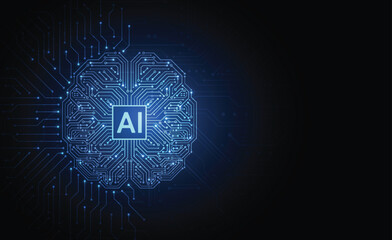 Artificial intelligence with brain networking computing connection with internet icons concept circuit design. Digital data transform download and upload. Cloud technology network. Vector illustration