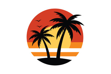 vector illustration of palm trees  isolated in white background