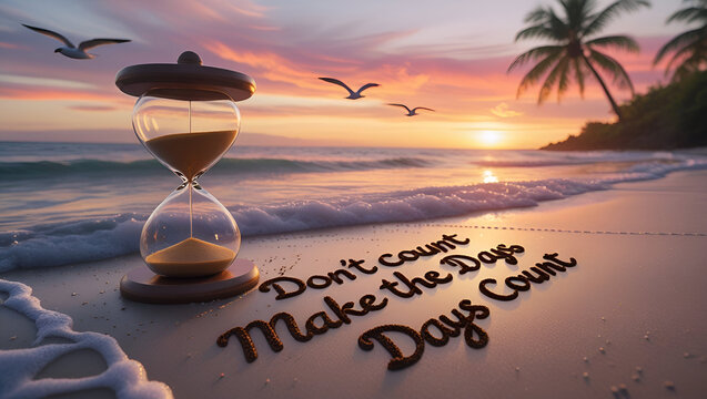 Make the days count beach sunset hourglass tranquility