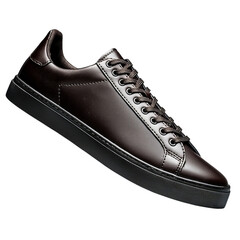 Png of Stylish black leather sneakers for a modern and sophisticated look.