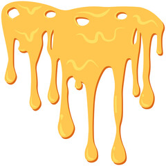 Melted Cheese Decorations. Yellow melting cheese drops set with flat top decoration. 