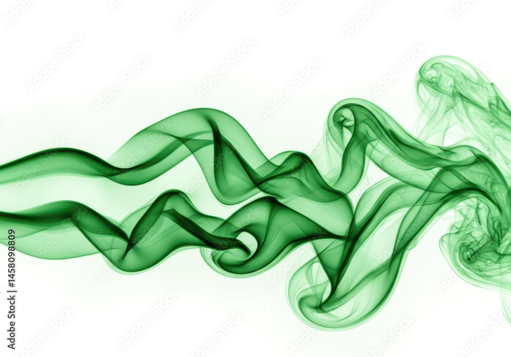 Aufkleber abstract green smoke trails flowing on white background creating smooth curves