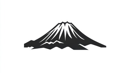 Simple black and white stylized mountain, likely Mt. Fuji.  Possible use for backgrounds, Japan-themed designs