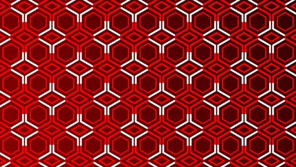 Red lines moving over hexagonal pattern white color background