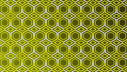 Yellow lines moving over hexagonal pattern white color background