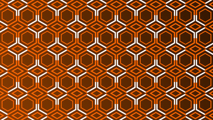 Fototapeta premium Orange lines moving over hexagonal pattern white color background