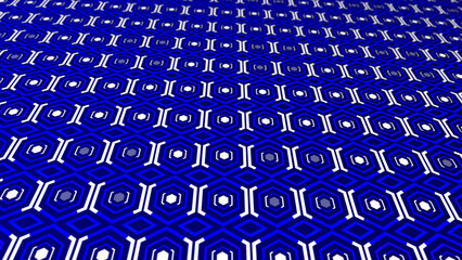 3d Blue lines moving over hexagonal pattern white color background